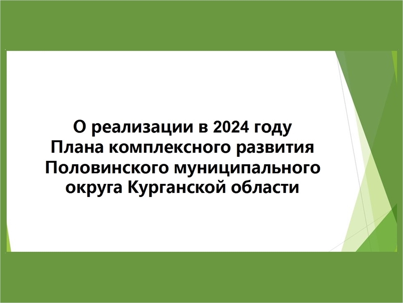 О реализации Плана комплексного развития Половинского муниципального округа .